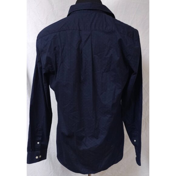 VAN HEUSEN Mens Medium 15-15.5 Dark Blue Diamonds Dots Classic Fit Button Shirt - Picture 7 of 10